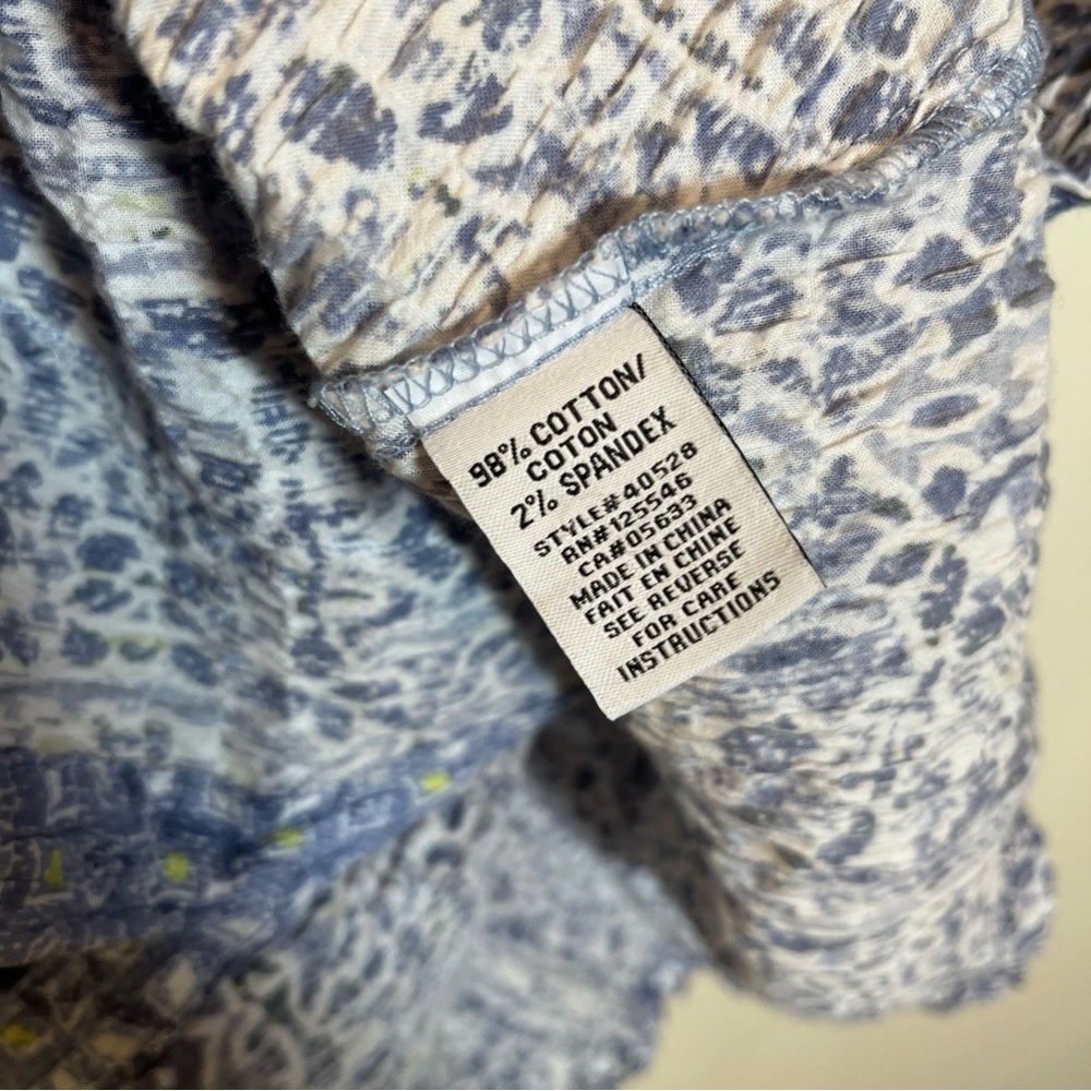 Habitat Crinkle Button Down Top Blue Womens Small Pockets 3/4 Sleeve - Picture 4 of 5